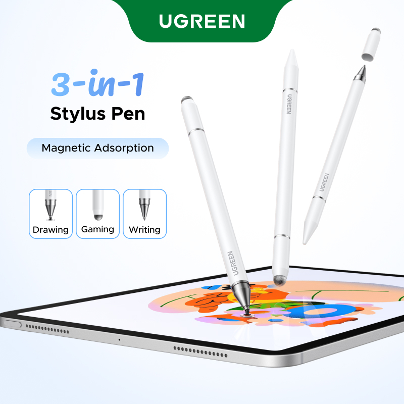 UGREEN 3-in-1 Magnetic Universal Stylus Pen ,Triple Tips Design ,ไม่มีการชาร์จ ,เหมาะสําหรับการเขียน