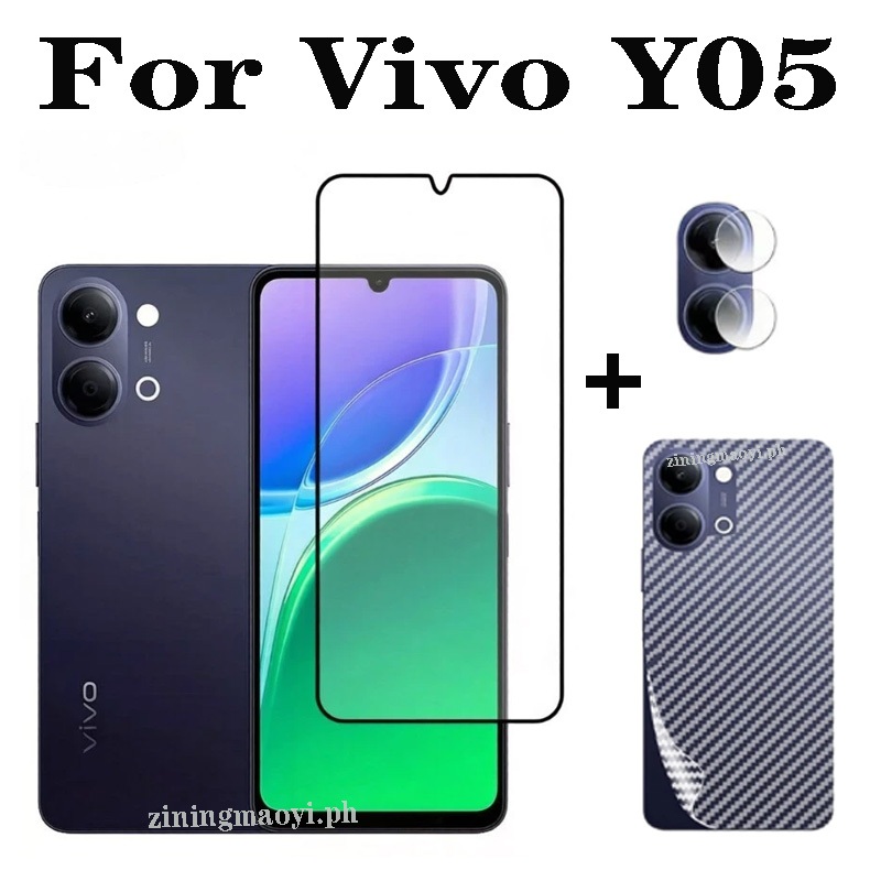 3 in 1 Vivo Y05 ฟิล์มกระจกนิรภัยสําหรับ Vivo Y21D Y04 Y03 Y31 Y31D Y19S ป้องกันหน้าจอ + ฟิล์มเลนส์กล