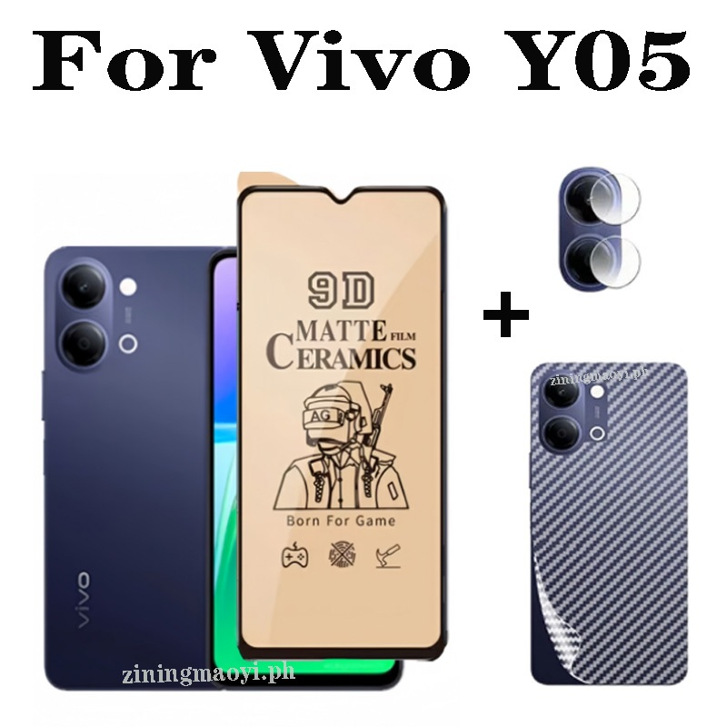3 in 1 Vivo Y05 ฟิล์มเซรามิคสําหรับ Vivo Y21D Y04 Y03 Y31 Y31D Y19S ป้องกันหน้าจอ + ฟิล์มเลนส์กล้อง 