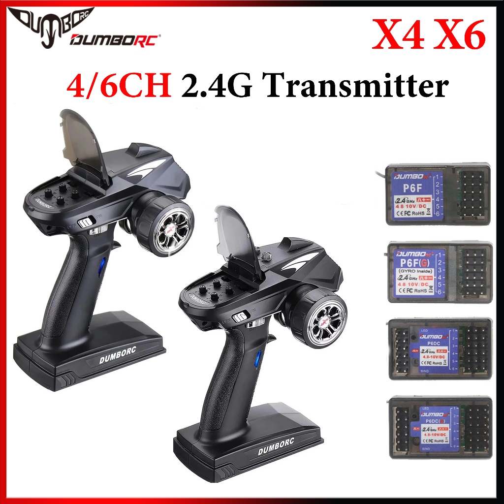 DUMBORC X4 X6 4CH 6CH 2.4G เครื่องส่งสัญญาณรีโมทคอนโทรล P6F P6FG P6DC P6DCG 6CH Gyro Receiver สําหรั