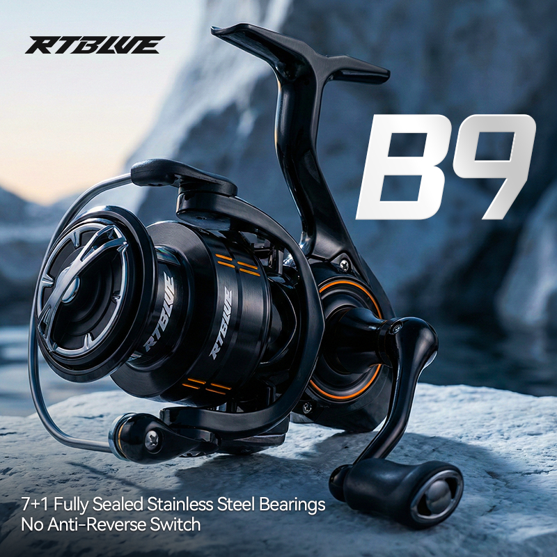 RTBLUE B9 Heavy Duty รอกน้ําเค็ม - 15KG Monster Drag Power, 7+1 สแตนเลส BB, 5.2:1 อัตราส่วนแรงบิดสูง