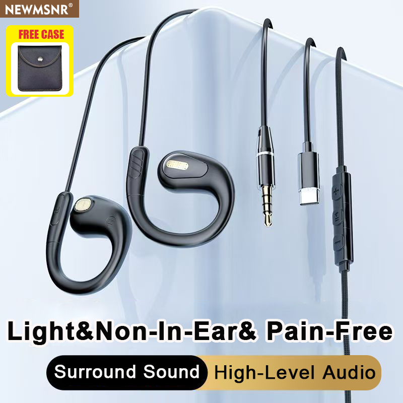 NEWMSNR (ถุงเก็บของฟรี) 360 ° เสียงรอบทิศทางแบบพาโนรามาไม่ใช่หูฟังชนิดใส่ในหูคุณภาพเสียงไฮไฟหูฟัง ความละเอียดสูง ลดเสียงรบกวนไมโครโฟนชุดหูฟังหูฟังที่ไม่เจ็บปวด