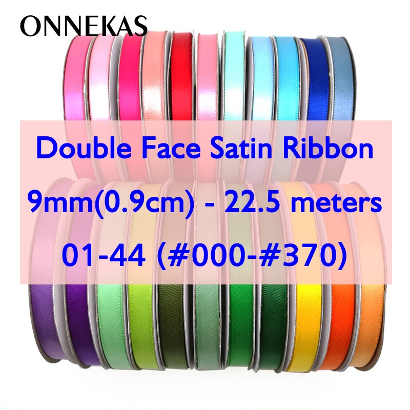 ONNEKAS 22.5Meters 3/8" 0.9 ซม. 9 มม. ริบบิ้นผ้าซาตินหน้าคู่, ชุดริบบิ้นผ้าซาตินปัก