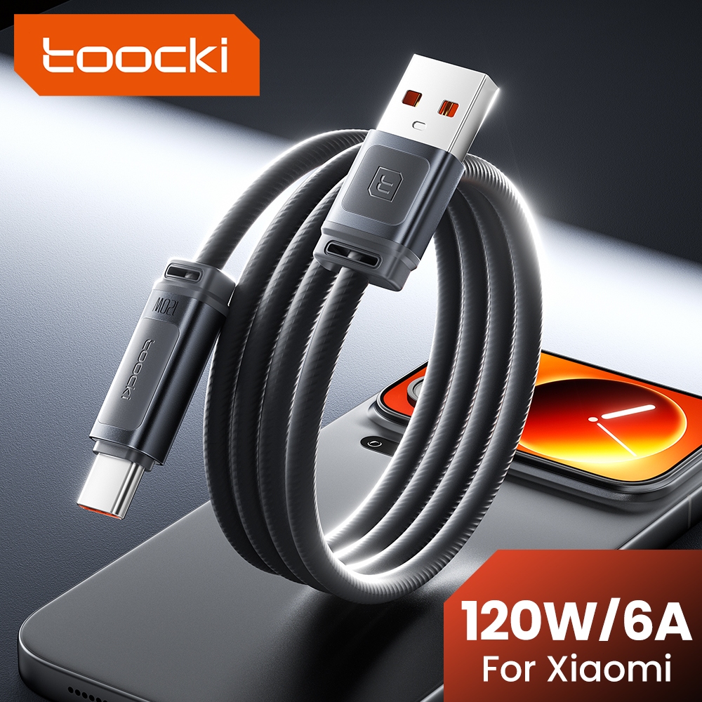 Toocki 120W USB Type C สายชาร์จเร็ว USB USB USB C สายเคเบิลข้อมูลซิลิโคนอ่อนนุ่มเหมาะสําหรับ Xiaomi Series Hyper-Fast สายชาร์จสําหรับโทรศัพท์แล็ปท็อป