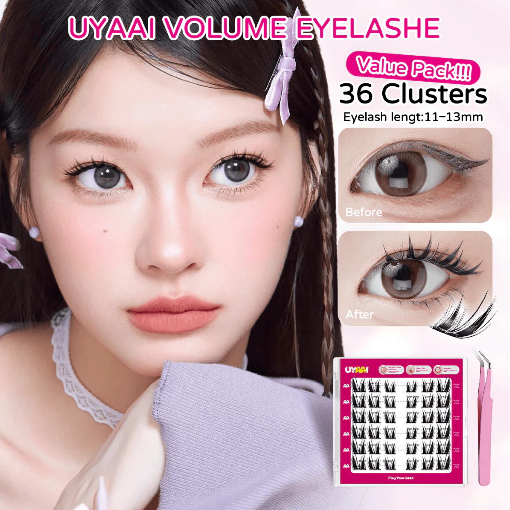 UYAAI ขนตาปลอมมาพร้อมแหนบ สวยเป็นธรรมชาติ น้ําหนักเบา สบาย ไม่ระคายเคืองดวงตา เหมาะสําหรับสวมใส่ในชีวิตประจําวัน