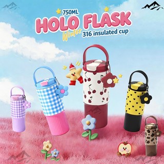 【Free Box】Holo Flask Water Bottle Tumbler Hot And Cold Cartoon Thermos Cup Large-Capacity Double Drinking Cup cute Portable Straw Cup