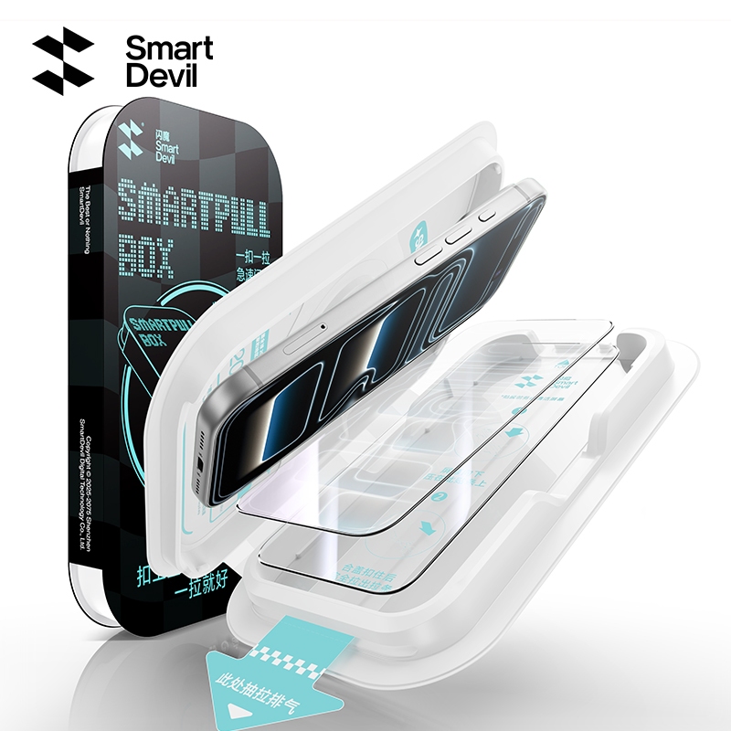 SmartDevil Quick-ติดตั้งมินิกล่อง CorningกระจกนิรภัยสําหรับiPhone 17 Pro Max/17 Pro/17/16 Pro Max/15 Pro/16Plus/15 Full-หน้าจอป้องกันDrop-Proof