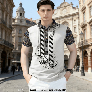 [Local 1-3days] 2026  New Year Men's Polo Barong Tagalog Global Sublimation Filipino Ethnic Pattern Retro Top Traditional Asean Clothing