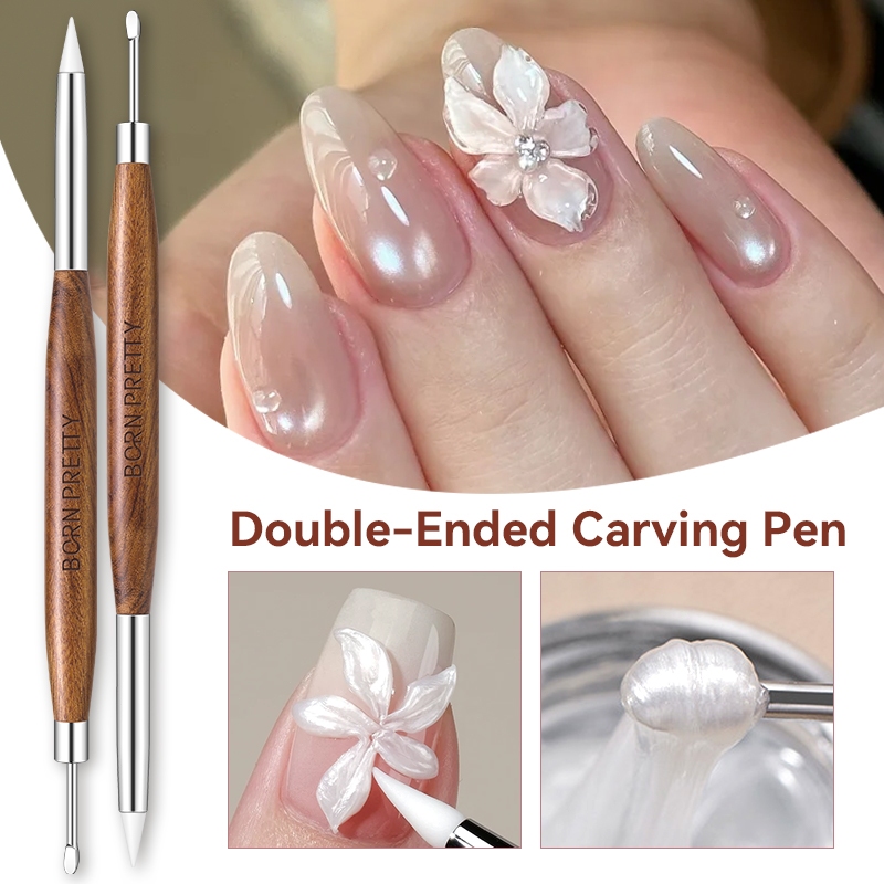 【Local】BORN PRETTY Double-ended ซิลิโคนเล็บแกะสลักปากกา Multi-Function Mix Gel Nail Builder ปากกา DIY ภาพวาดประติมากรรมเล็บแปรง