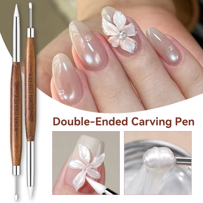 【Local】BORN PRETTY Double-ended ซิลิโคนเล็บแกะสลักปากกา Multi-Function Mix Gel Nail Builder ปากกา DIY ภาพวาดประติมากรรมเล็บแปรง