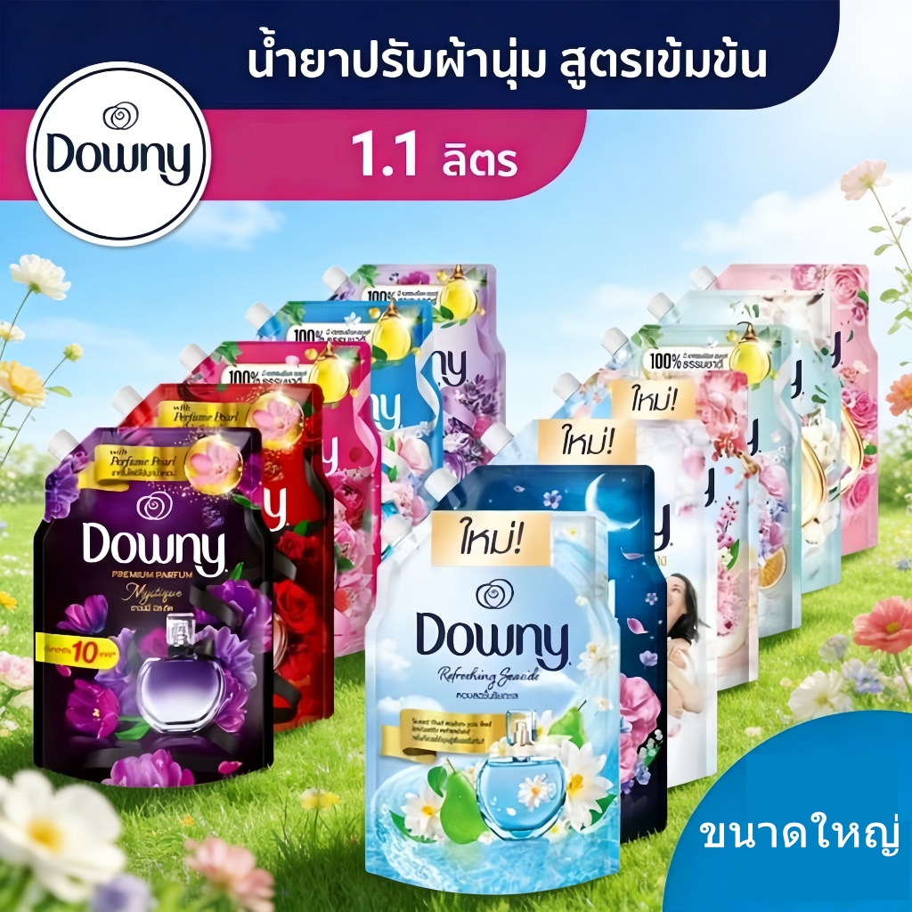 นำเข้าน้ำหอมสูตรนุ่มปุยป้องกันเส้นใยป้องกันไฟฟ้าสถิตย์ป้องกันการซีดจางแม่และเด็กกล้ามเนื้ออ่อนไหวใช้ได้ทั้งครอบครัว1,100ml.X3 & x6