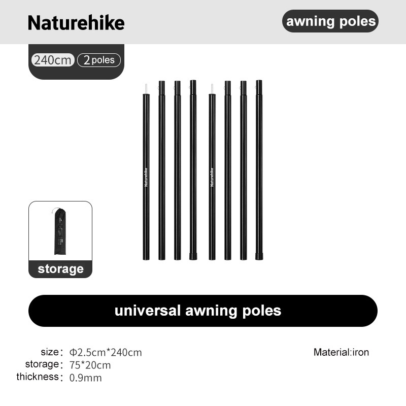 Naturehike Canopy Support Rods เหล็กสำหรับเต็นท์และกรอบกันสาด