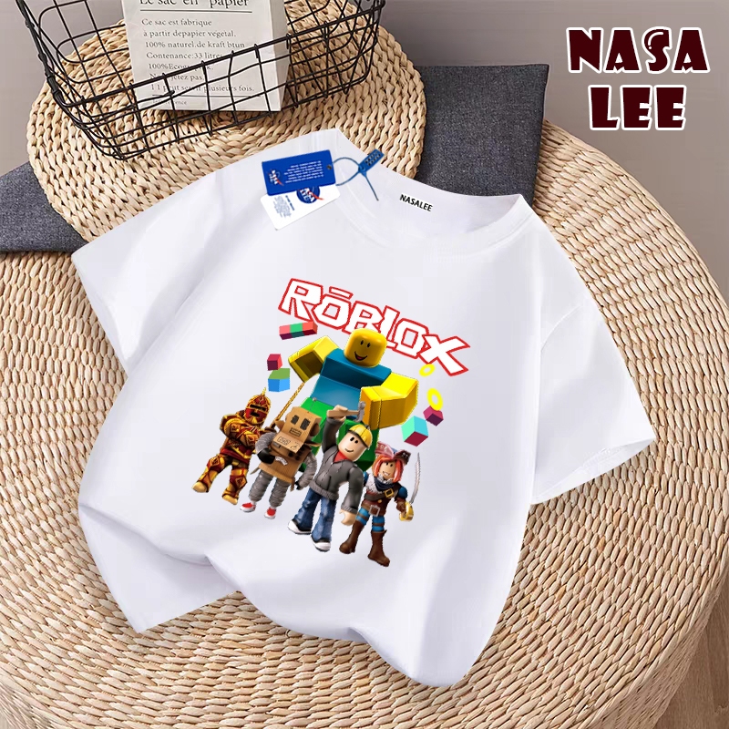 【สินค้าพร้อมส่ง x 3 วันถึง】 NASA x เสื้อยืดลายตัวต่อเลโก้ ผ้าฝ้ายแท้ สำหรับเด็กผู้ชายและเด็กผู้หญิง ระบายอากาศได้ดี นุ่มสบายผิว แขนสั้น