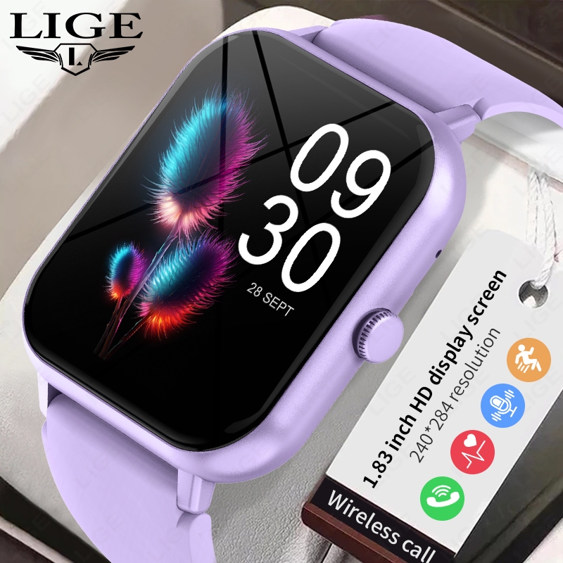 LIGE สมาร์ทวอท์ช Full Touch Fitness Tracker กันน้ําผู้หญิง Smartwatch สําหรับ IOS Andorid