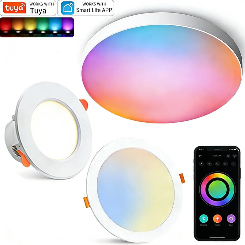 โคมไฟฝังฝ้า ดาวน์ไลท์ อัจฉริยะ Tuya WiFi + Bluetooth RGBW 6W 10W 12W 18W ควบคุมเสียง Alexa Google