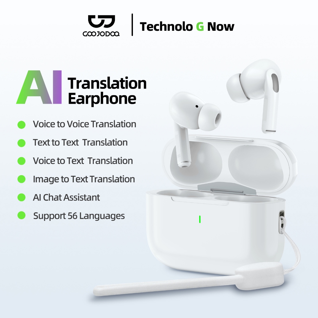 GOOJODOQ หูฟังเสียงอัจฉริยะ แอปพิเศษ ผู้ช่วยแปลแบบเรียลไทม์ โทรศัพท์ที่ชัดเจน โทรและเพลงไฮไฟ