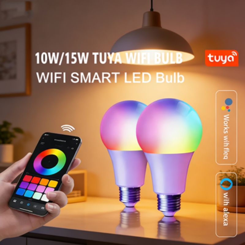 หลอดไฟ LED อัจฉริยะ Tuya WiFi RGBW 10W 15W ปรับแสงได้ ตั้งเวลา ควบคุมเสียง รองรับ Alexa Google Home