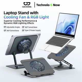 GOOJODOQ แล็ปท็อป Cooling Bracket Hollow out การออกแบบแบบพับได้พัดลมแม่เหล็กที่ถอดออกได้แบบไดนามิกGradient Lighting