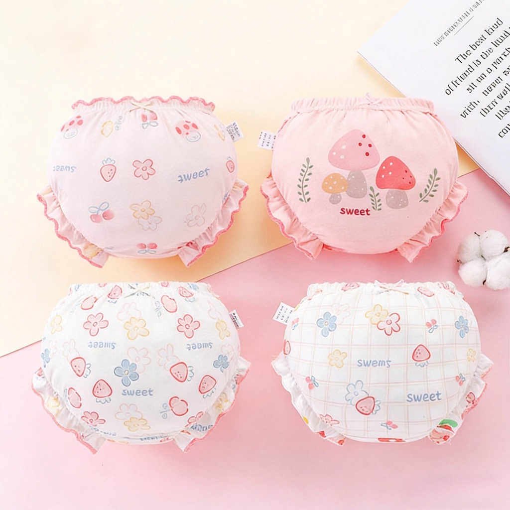 Adabaobao® ᵗʰ 4ชิ้น/เซ็ตเด็กทารกชุดชั้นในเด็กวัยหัดเดินชุดกีฬาผู้หญิงทารกผ้าฝ้ายฤดูร้อนกางเกงขาสั้น