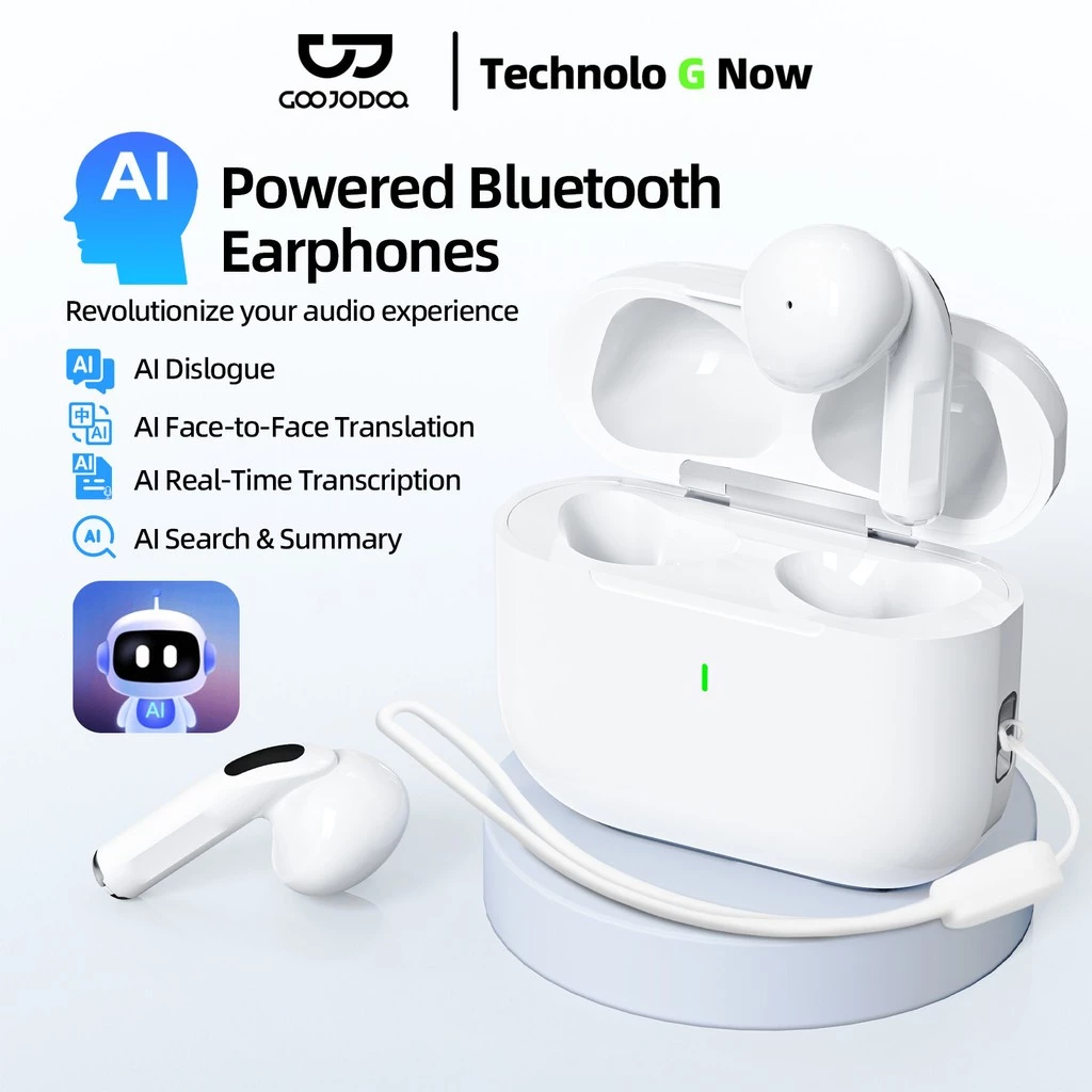 GOOJODOQ หูฟังบลูทูธไร้สาย Advanced AI การแปลคําจารึกการค้นหาบทสนทนาคริสตัลคุณภาพเสียงที่ชัดเจน
