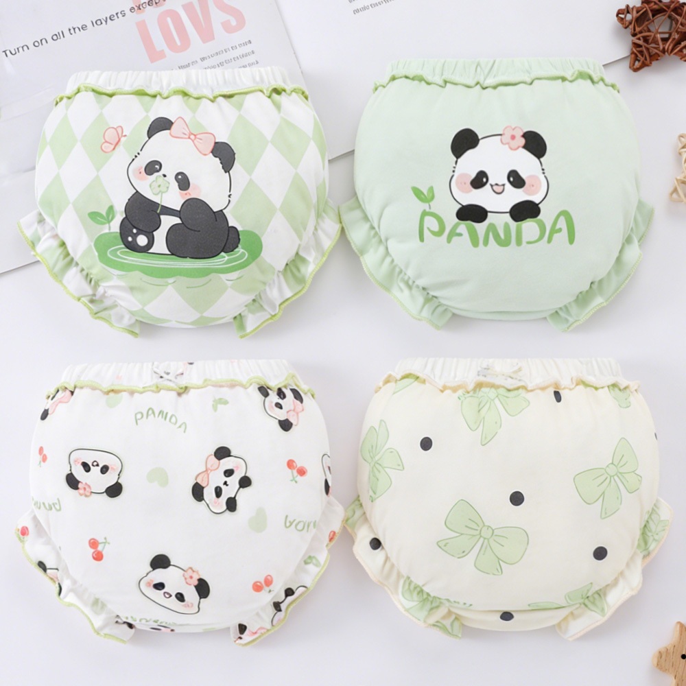 ชุดชั้นในเด็กผู้หญิง จากผ้าฝ้าย 100% พิมพ์ลายสัตว์ พร้อมโบว์น่ารัก