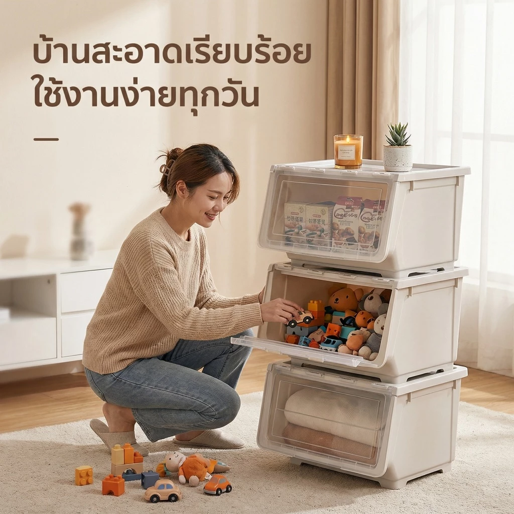 [COD]🚚กล่องเก็บของเล่น, กล่องของแบบมีล้อวางซ้อนกัน กล่องของ เก็บเล่นเด็ก การจัดเก็บอาหาร