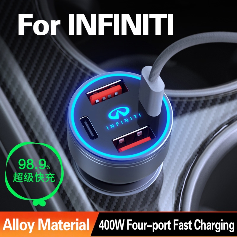 โทรศัพท์รถ Quick Charger สําหรับ Infiniti 400W ประเภท C USB PD QC3.0 Four-port Fast Charging สําหรับ