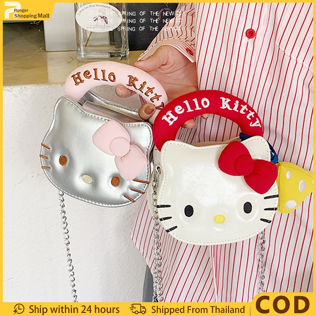 กระเป๋าจิ๋ว แฟชั่น hello kitty กระเป๋าสะพายข้าง กันน้ํา，โซ่ จี้ประดับตกแต่ง