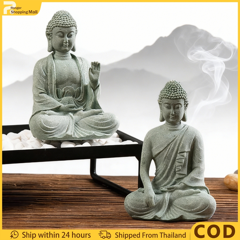 พระหินทรายเปลือก,ท่านั่งหินทรายสีเขียวเครื่องประดับพุทธ, วัฒนธรรมตะวันออกเซนสไ อะไหล่ตกแต่งตู้ปลาและภูเขาโมเสค