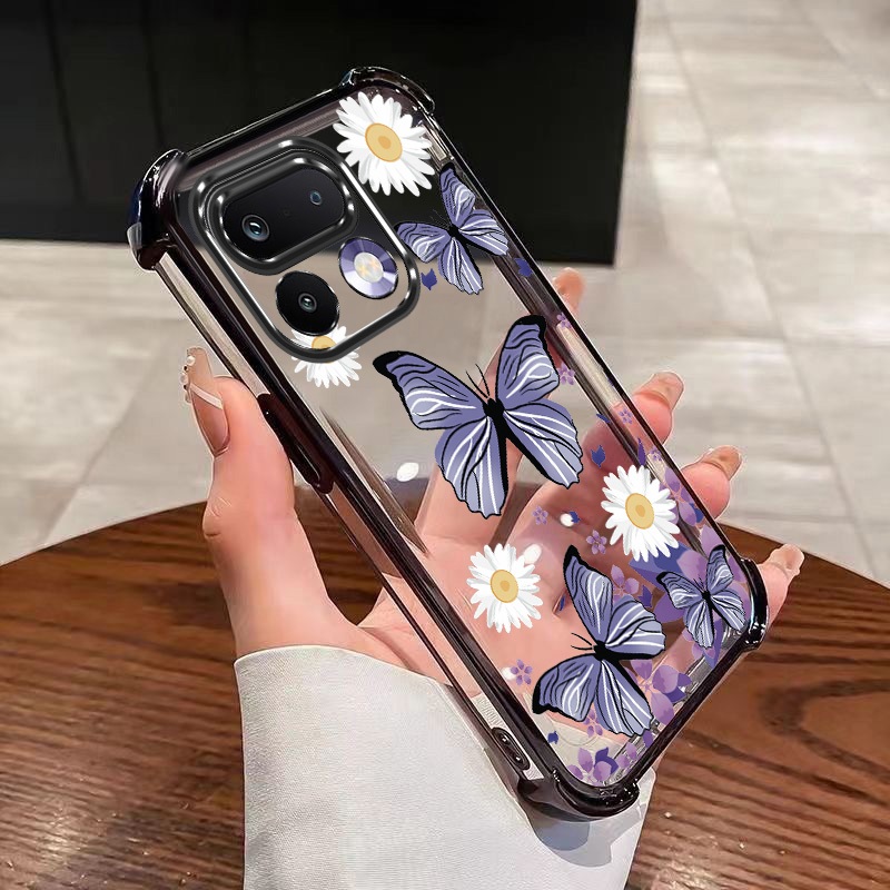 Realme 16 Pro+ Plus realme16 Pro Air Cushion กันกระแทกเคสใสดอกไม้ผีเสื้อเคสใสซิลิคอน