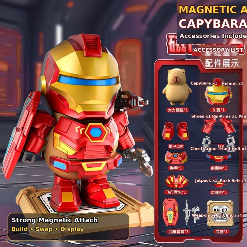ของเล่นฟิกเกอร์หมีเกราะแม่เหล็ก | Transforming Mecha Build | แม่เหล็กแรงติด | อุปกรณ์เสริมอาวุธ | ของขวัญแสดงโต๊ะทํางาน | อายุ 8+