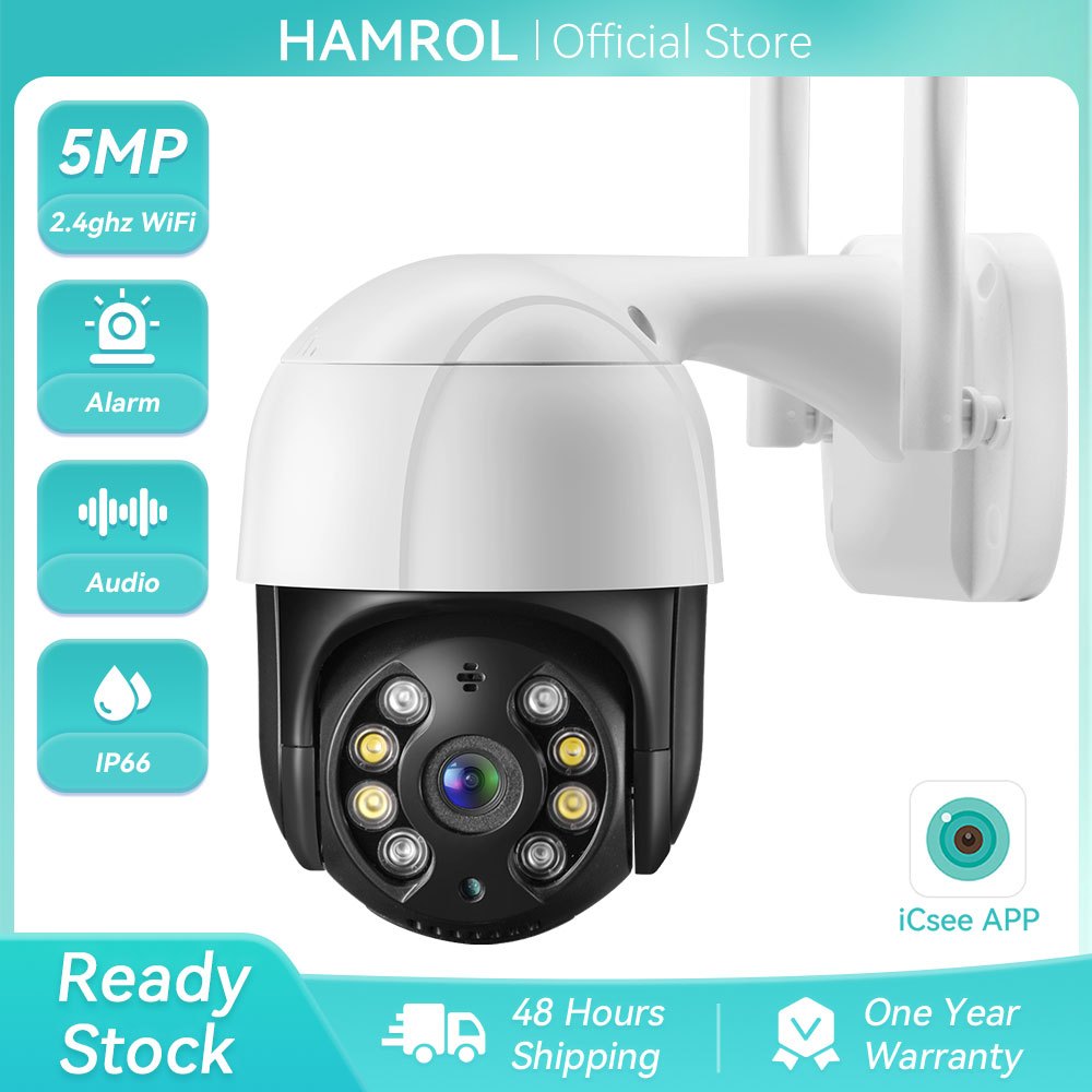 Hamrol 5MP CCTV Security Camera WIFI Outdoor 2MP PTZ Wireless IP Camera Pan Tilt 4X Zoom CCTV