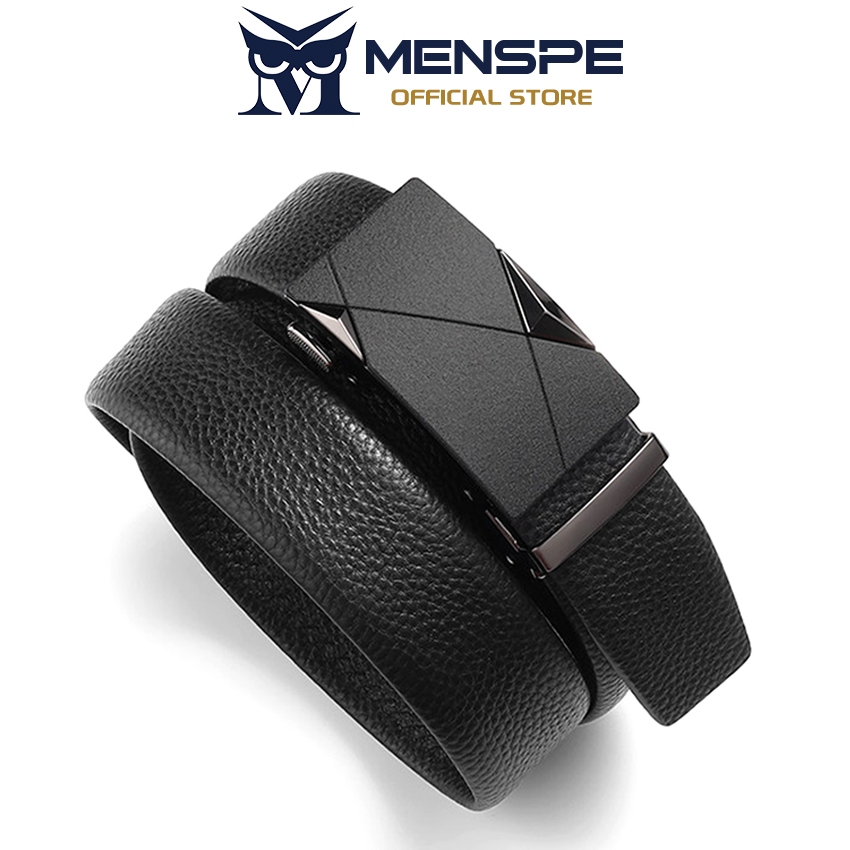 MENSPE เข็มขัดPUหนังสำหรับผู้ชาย สไตล์การทำงาน หัวเข็มขัดอัตโนมัติ ใส่ง่าย