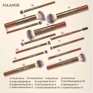 MAANGE ความต้องการ 13ชิ้น แปรงแต่งหน้าหลอดอลูมิเนียมคุณภาพสูงแบบพกพาผงเริ่มต้นแปรงแต่งหน้า 52037