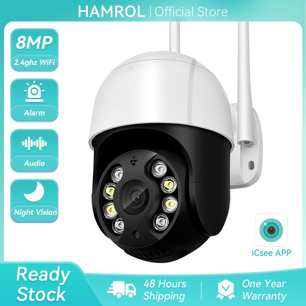Hamrol 8MP 4K PTZ Wifi IP Camera Auto Tracking 5MP 2MP 5X Digital Zoom Outdoor Wireless CCTV Securit