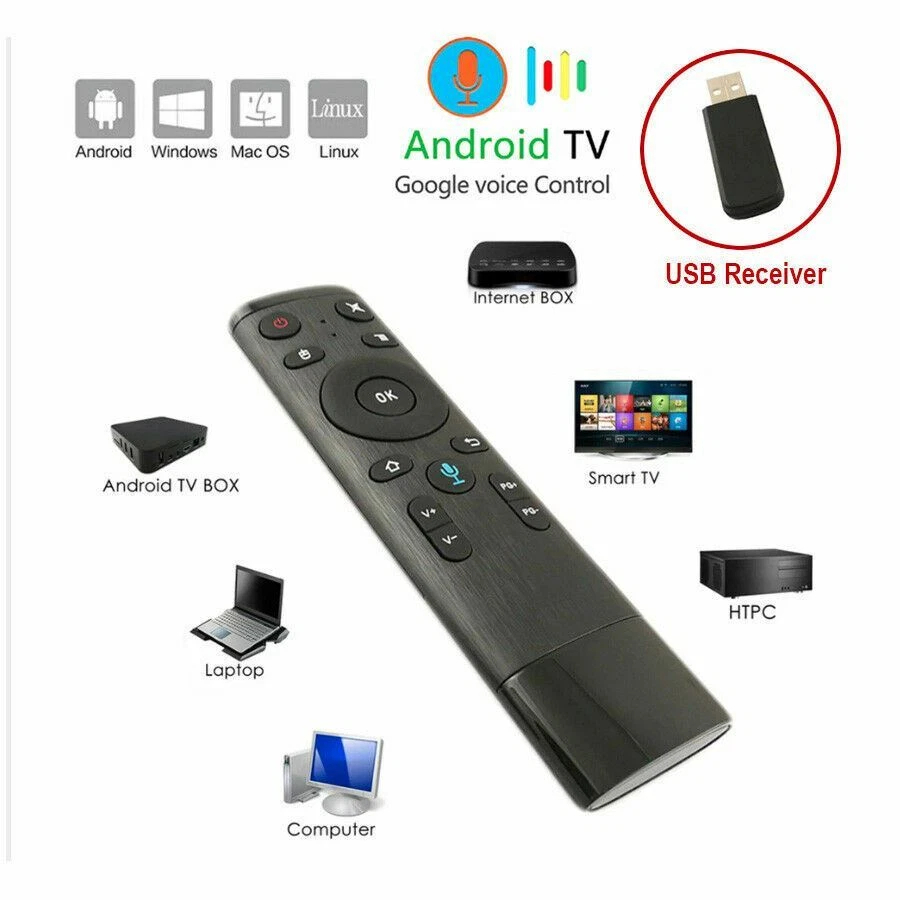 Gyro Voice Remote Google Control Air Mouse USB สําหรับ PC XBox PS4 กล่องสมาร์ททีวี (Q5)