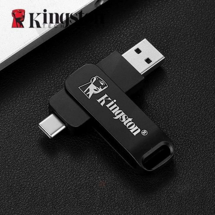 Kingston Mini 2-in-1 แฟลชไดรฟ์ USB และ Type-C แฟลชไดรฟ์ความเร็วสูง 8GB 16GB 32GB 64GB 128GB 2TB Pendrive
