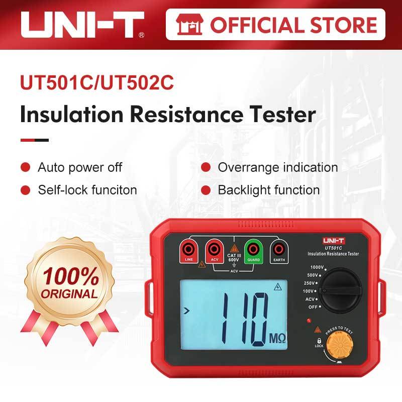 Uni-t เครื่องทดสอบความต้านทานดิจิทัล UT501C UT502C 1000V โอห์มมิเตอร์ เมกะโอห์มมิเตอร์ โอห์ม ปิดไฟแบ