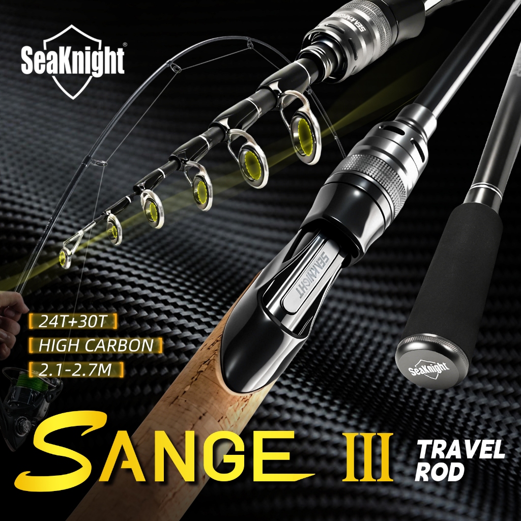 SeaKnight Sange III เบ็ดตกปลาแบบขยายได้ 2.7M คาร์บอนไฟเบอร์ น้ำหนักเบา สำหรับการท่องเที่ยวและตกปลา lure น้ำเค็ม น้ำหนัก 5-25g