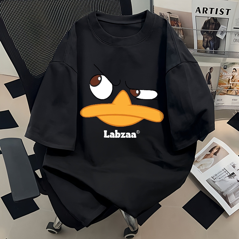 【จัดส่งตลอด 24 ชั่วโมง】🔥เสื้อผู้หญิงลายเป็ดแนวอเมริกันกวนๆ🦆เสื้อยืดคอกลมผ้าฝ้ายไซซ์ใหญ่พิเศษสำหรับฤดูร้อนYG562