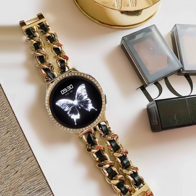 Luxurious Chain Leather สาย เคส Galaxy Watch 9 สาย PC Hard สาย Galaxy Watch Ultra Strap Galaxy Watch 8 สาย Galaxy Watch 5 / Galaxy Watch 4 สาย Galaxy Watch FE เคส Galaxy Watch 9 Strap Galaxy Watch 7 เคส Galaxy Watch 8 Case Galaxy Watch Ultra 8 สาย