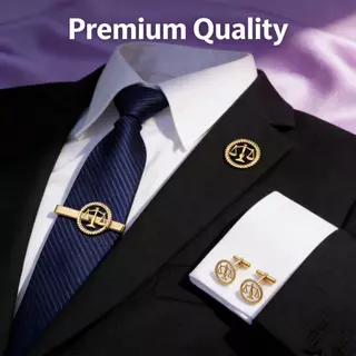จีเอชแอล❤️Luxury Premium Libra Constellation Badge Judge ทนายความ Fair เข็มกลัดผู้ชาย + ชุดคลิปหนีบเนคไท
