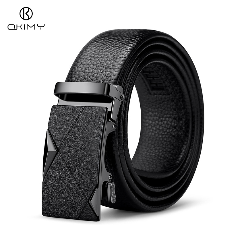 OKIMY Mens PU หนังเข็มขัด สไตล์.Simple และทนทาน เหมาะสำหรับธุรกิจ