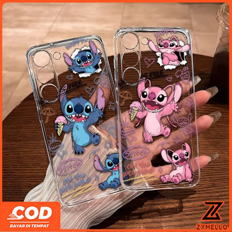 เหมาะสําหรับ Realme Note 60 Note 70 Realme C61 Realme C63 C71 C75S การ์ตูนอวยพร Stitch และ Angel เคส