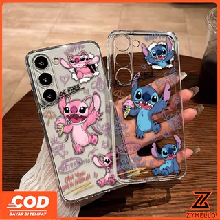เหมาะสําหรับ OPPO Reno16F 16Pro 15F 15ProMax 14F 14Pro 13F 13Pro 12F 12Pro 11F 11Pro 10Pro 8T 8Z 7Z 6Z การ์ตูนอวยพร Stitch และ Angel กันกระแทกเคสโทรศัพท์ TPU