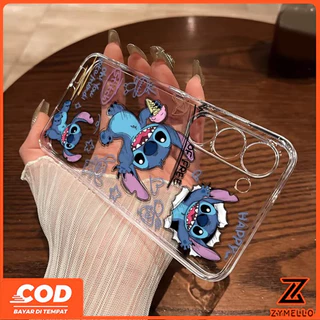 เหมาะสําหรับ OPPO Reno16F 16Pro 15F 15ProMax 14F 14Pro 13F 13Pro 12F 12Pro 11F 11Pro 10Pro 8T 8Z 7Z 6Z การ์ตูนอวยพร Stitch และ Angel กันกระแทกเคสโทรศัพท์ TPU