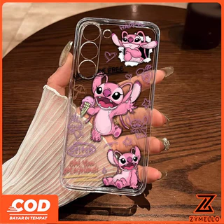 เหมาะสําหรับ OPPO Reno16F 16Pro 15F 15ProMax 14F 14Pro 13F 13Pro 12F 12Pro 11F 11Pro 10Pro 8T 8Z 7Z 6Z การ์ตูนอวยพร Stitch และ Angel กันกระแทกเคสโทรศัพท์ TPU