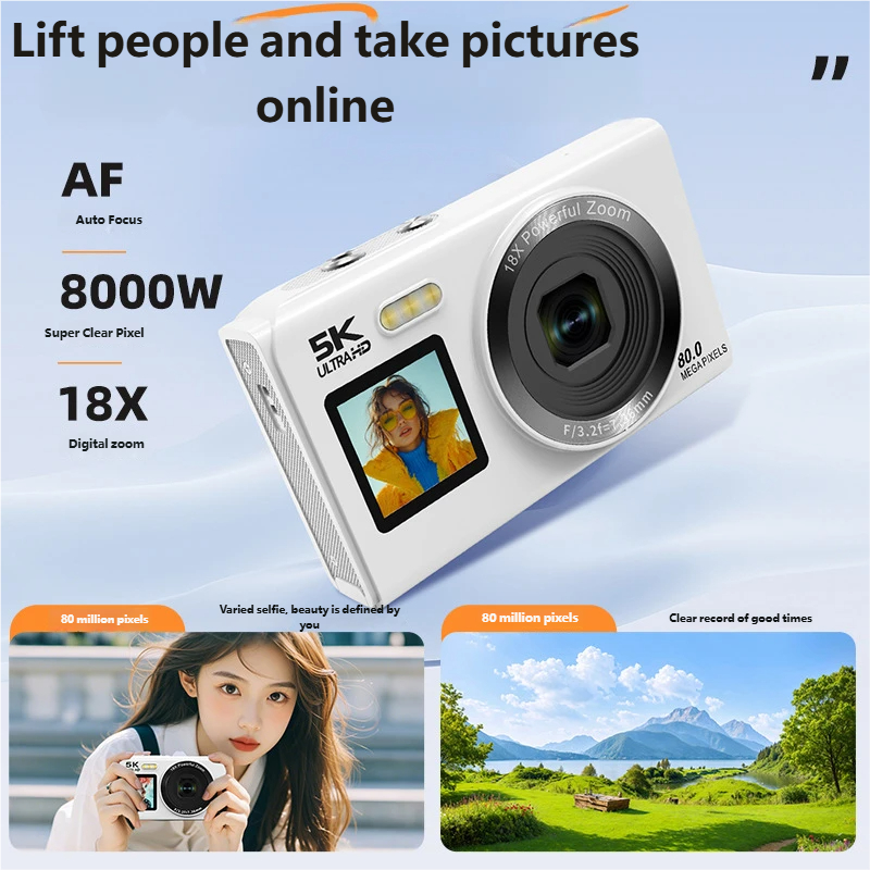 5K Dual-Screen Digital Camera 80 ล้านพิกเซล 5K Vlogging Camera 18X Digital Zoom Portable Camera