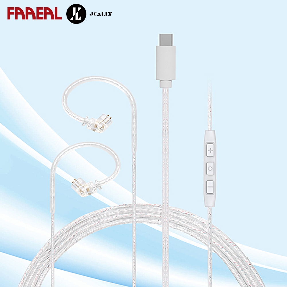 FAAEAL JCALLY PJ6 HiFi ชุดหูฟังเปลี่ยนสาย QDC/2Pin S Connector สามคีย์ไมโครโฟนลดเสียงรบกวน OFC Silve