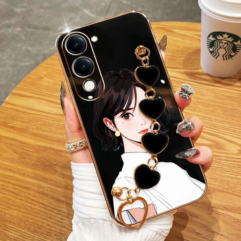 YBD เคสโทรศัพท์สําหรับ Vivo Y19S Pro Y29 T4X Y04 4G Y29S 5G Y19E Y76 Y76S 4G Electroplating สั้นผมสา